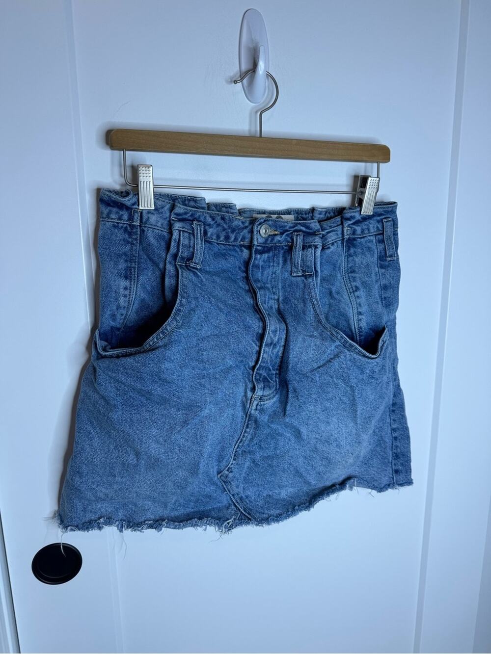 Free People East Of Eden Paperbag Waist Denim Mini Skirt Size 30